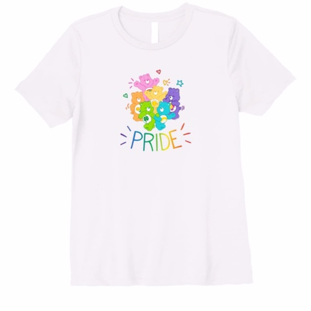 NEW Care Bears Pride 100% Cotton White Crew Neck T